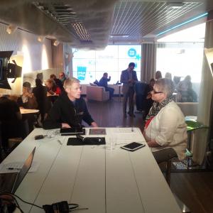 1st eBook Fair in Helsinki 23.4.2014 Virpi Kotro interviewing H-P Virkki.