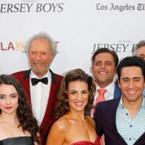 Clint Eastwood & Jersey Boys cast on red carpet for the Jersey Boys movie premiere at the 2014 Los Angeles Film Festival.