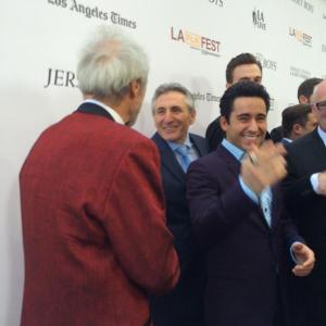 Lou Volpe Clint Eastwood  John Lloyd Young on red carpet for the Jersey Boys movie premiere