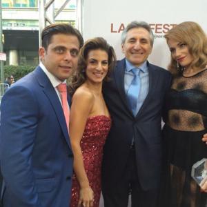 Joey Russo, Renee Marino, Lou Volpe & Erica Piccininni on the red carpet for the Jersey Boys movie premiere.