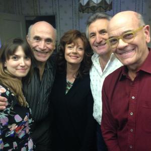 Susan Sarandon, Lou Volpe, Tony Amendola, Robert Picardo and Lorene Scafaria on the set of The Meddler.