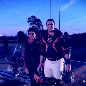 On the set filming2014 Under Armour with San Francisco Catcher  28 Buster Posey Columbus Atlanta