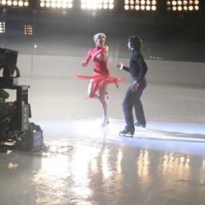 ON THE SET FILMING THE 2010 WINTER OLYMPICS COMMERCIAL WITH OLYMPIANS BENJAMIN AGOSTO  TANITH BELBIN
