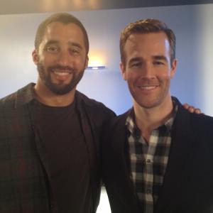 Justin Wade and James Van Der Beek on the set of Dont Trust the B in Apt 23
