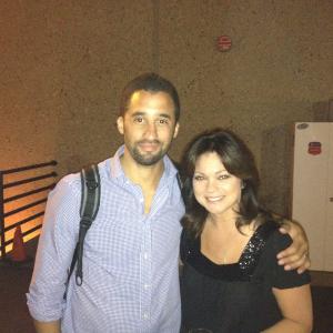 Justin Wade with Valerie Bertinelli on the set of 