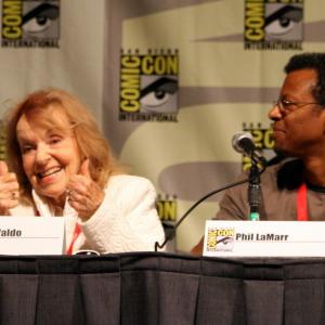 Janet Waldo and Phil LaMarr at the 2010 Comic-Con Cartoon Voices II panel