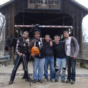 Promotional photo with Jude S. Walko (holding jack-o-lantern) for Blue Falcon Productions original-content feature film 
