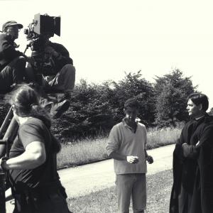 Director Tom Waller with John Michie, filming MONK DAWSON in Co. Durham, July 1996