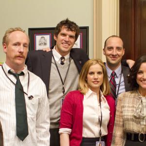 Still of Julia Louis-Dreyfus, Anna Chlumsky, Tony Hale, Matt Walsh, Reid Scott, Sufe Bradshaw and Timothy Simons in Veep (2012)