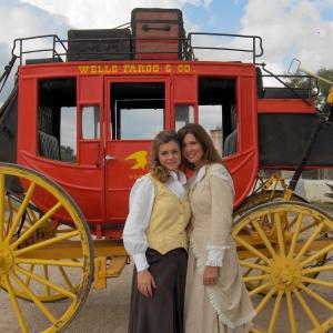 Samantha Lockwood and Kim Waltrip on the set of Mexican Gold