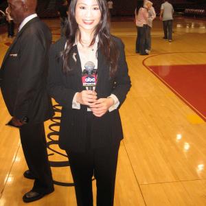 Linda Wang as the foreign correspondent on location for the NBA Finals.