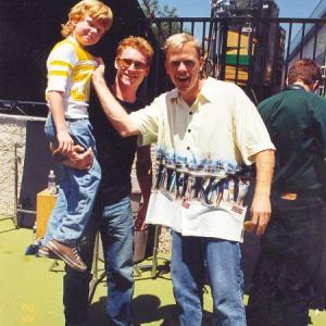 Adam Hicks (left) with Zack Ward (center) and Chris Titus (right) on the set of 