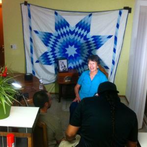 Beverly Warne (Jim's Mother) preparing for her interview for 7th Generation, Rapid City, SD.