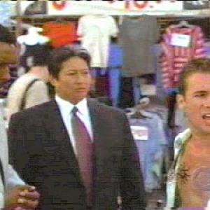 Craig Watkinson with Arsenio Hall and Sammo Hung on the Martial Law set