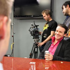 Craig Watkinson with Mark Whitten and cinematographer Sam Rosenthal on the set of the web series RollingHigh directed by Mario Colli
