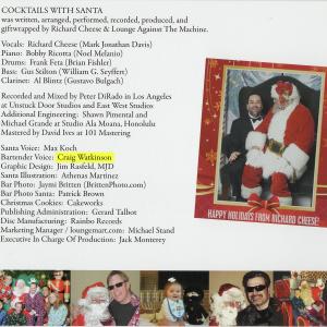 Inner jacket of Richard Cheeses 2014 Christmas Album Cocktails with Santa where Craig did voice work on one of the tracks as a North Pole Bartender