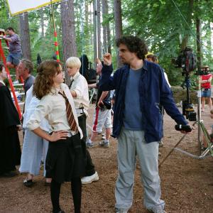 Still of Alfonso Cuarón, Tom Felton, Daniel Radcliffe and Emma Watson in Haris Poteris ir Azkabano kalinys (2004)