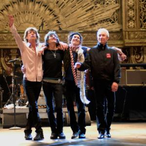 Still of Mick Jagger Kevin Mazur Keith Richards Charlie Watts and Ron Wood in Shine a Light 2008