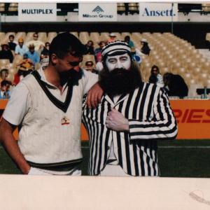 The Rothmans Ashes Series  Dr W G Grace Clowning with Merv Hughes Aussy fast bowler