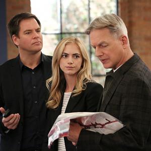 Still of Mark Harmon Michael Weatherly and Emily Wickersham in NCIS Naval Criminal Investigative Service 2003