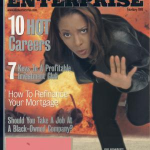 April Weeden Stunts on the cover of Black Enterpise Magazine February 1999