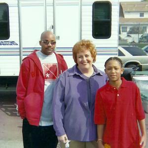 On the set of UNCLE P with screenwriter Dallas Jackson, Tracy Weisert (Ms.Cason) and Lil' Romeo