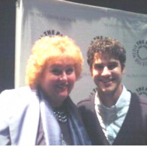 GLEEs Darren Criss and Tracy Weisert backstage at the PaleyFest