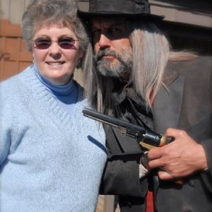 Behind the Scenes  Dean Teaster as Digger the Undertaker and Elvita Robinson on the set of Ghost Town The Movie filmed in Maggie Valley North Carolina at Ghost Town in the Sky theme park scheduled to open May 2007