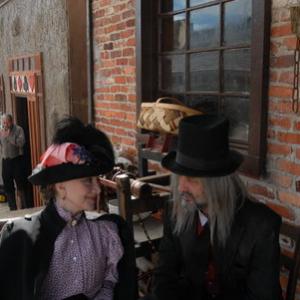 Behind the Scenes  Stella Parton as Betsy Mae and Dean Teaster as Digger the Undertaker on the set of Ghost Town The Movie filmed in Maggie Valley North Carolina November 2006 at Ghost Town in the Sky theme park due to reopen May 2007