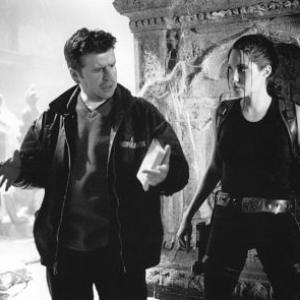 Angelina Jolie and Simon West in Lara Croft: Tomb Raider (2001)