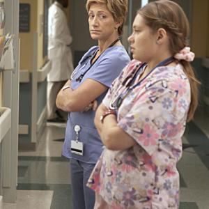 Still of Edie Falco and Merritt Wever in Nurse Jackie 2009