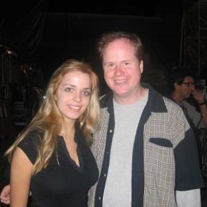Julianne Michelle and Joss Whedon on the set of Serenity
