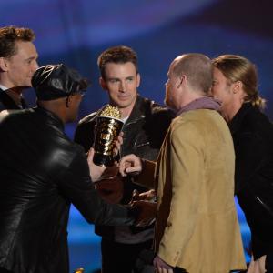 Brad Pitt Samuel L Jackson Chris Evans Joss Whedon and Tom Hiddleston at event of 2013 MTV Movie Awards 2013