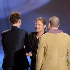 Brad Pitt Joss Whedon and Tom Hiddleston at event of 2013 MTV Movie Awards 2013