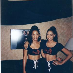 Stunt woman April Weeden and Actress Tracey Cherelle Jones on the set of 