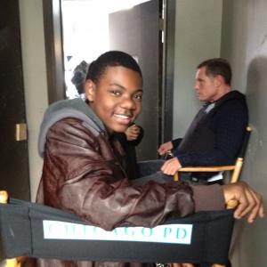 Isaac White on set Chicago PD