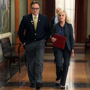 Still of Amy Poehler and Bradley Whitford in Parks and Recreation 2009