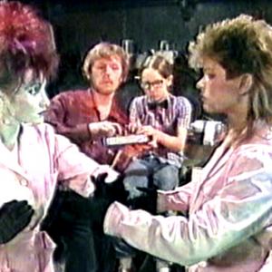 Barbie Wilde appearing as part of the duo Techno Glam on the Sooty Show 1987