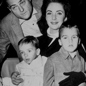 Elizabeth Taylor with third husband Mike Todd and sons Christopher and Michael Wilding Jr
