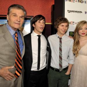 Michael Cera, Portia Doubleday, Justin Long and Fred Willard at event of Youth in Revolt (2009)