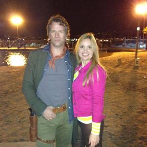 Meadow Williams and Thomas Jane on the set of Reach Me
