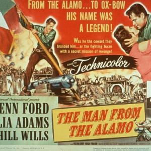 Glenn Ford Julie Adams and Chill Wills in The Man from the Alamo 1953