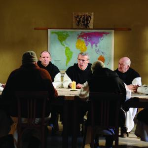 Still of Jacques Herlin, Jean-Marie Frin, Philippe Laudenbach, Xavier Maly, Loïc Pichon and Lambert Wilson in Des hommes et des dieux (2010)