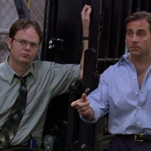 Still of Steve Carell and Rainn Wilson in The Office 2005
