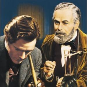 Josephine Hutchinson Paul Muni and Donald Woods in The Story of Louis Pasteur 1936
