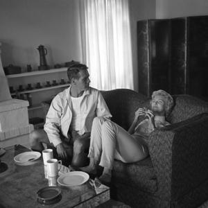 Paul Newman and Joanne Woodward at their Beverly Hills home