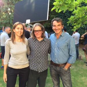 On set of Youth - Producers Carlotta Calori, Stephen Woolley, Nicola Giuliano