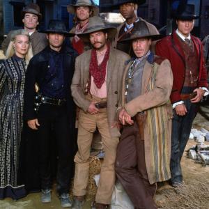 Still of Michael Biehn, Ron Perlman, Dale Midkiff, Eric Close, Laurie Holden, Andrew Kavovit, Anthony Starke and Rick Worthy in The Magnificent Seven (1998)
