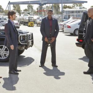 From left to right: Emily Baldoni as 'Olivia Brunson', Stephen Wozniak as 'Tyler Brunson', Teddy Garces and LL Cool J as 'Sam' on the NCIS: LOS ANGELES episode, 