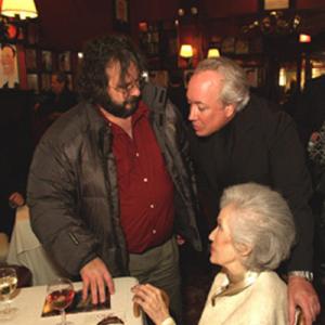 Directors Peter Jackson and Rick McKay with actress Fay Wray at the Sardi's after party following the June 2004 NYC premiere of McKay's film, 